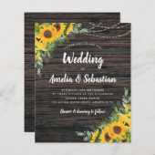 Papier BUDGET Automne Faire-part de mariage de tournesol (Devant / Derrière)