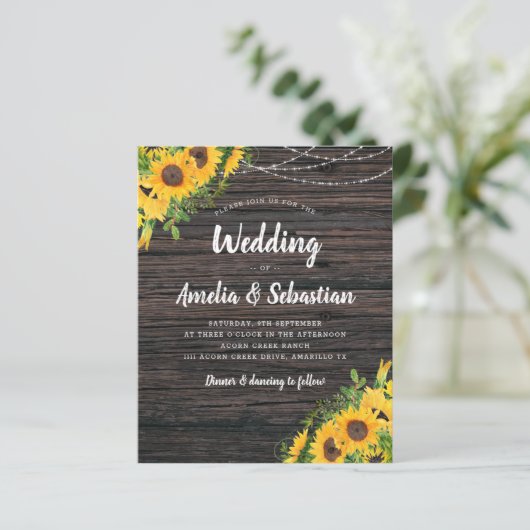 Papier BUDGET Automne Faire-part de mariage rustique de t (Debout devant)