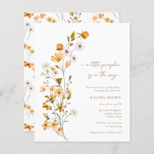 Papier BUDGET Automne Fleur sauvage Petit Baby shower Cit (Devant / Derrière)