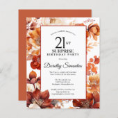 Papier Budget Automne Fleurs 21e Invitation d'anniversair (Devant / Derrière)