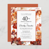 Papier Budget Automne Fleurs 40e anniversaire Invitation (Devant / Derrière)