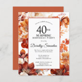 Papier Budget Automne Fleurs 40e Invitation surprise Anni (Devant / Derrière)