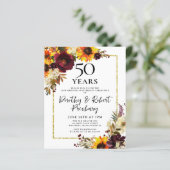 Papier Budget automne fleurs 50e anniversaire Invitation (Debout devant)