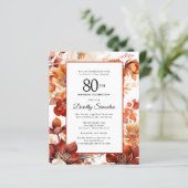 Papier Budget Automne Fleurs 80e anniversaire Invitation (Debout devant)