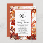 Papier Budget Automne Fleurs 90e anniversaire Invitation (Devant / Derrière)