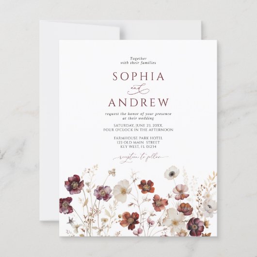 Papier Budget Automne Fleurs sauvages Faire-part de maria (Devant)