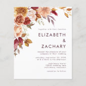 Papier Budget Automne Floral Bourgogne Faire-part de mari (Devant)