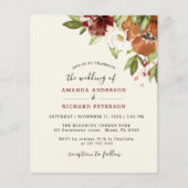 Papier Budget Automne Floral Bourgogne Faire-part de mari (Devant)