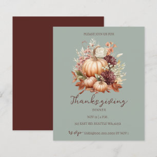 Papier Budget Automne Floral Citrouilles Thanksgiving Inv