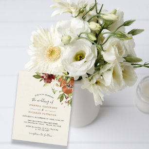 Papier Budget Automne Floral Orange Faire-part de mariage