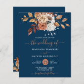 Papier Budget Automne Floral sur Faire-part de mariage bl (Devant / Derrière)