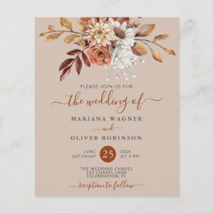 Papier Budget automne floral sur la Faire-part de mariage