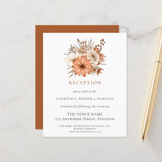 Papier Budget Automne Florals Mariage Détails de la récep (Devant/Arrière en situation)