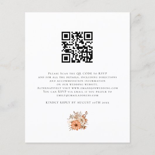 Papier Budget Automne Florals QR Code Faire-part de maria (Dos)