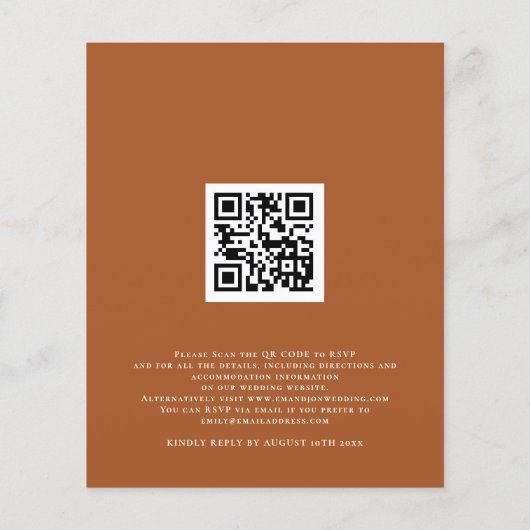 Papier Budget Automne Florals QR Code Mariage Invitation (Dos)
