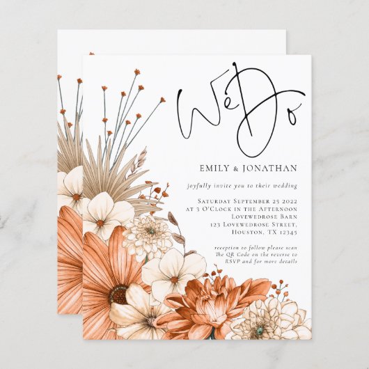 Papier Budget Automne Florals Script Nous faisons Mariage (Devant / Derrière)