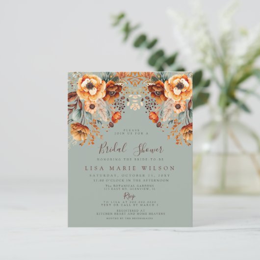 Papier Budget Automne Foliage Automne Bridal Douche Invit (Debout devant)