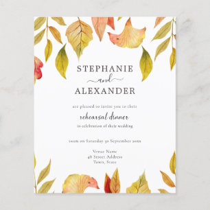 Papier Budget Automne laisse Mariage répétition Invitatio