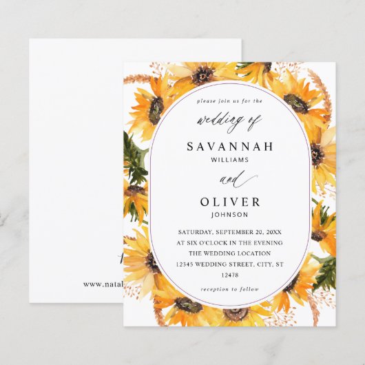 Papier Budget Automne Mariage floral de tournesol - Blanc (Devant / Derrière)