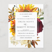 Papier Budget Automne Sunflowers Bourgogne Faire-part de (Devant)