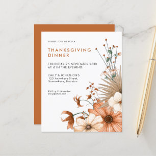 Papier Budget Autumn Foliage Thanksgiving Dîner Invitatio