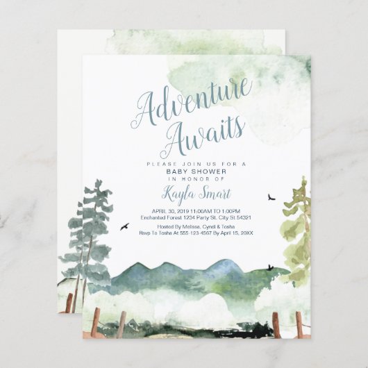 Papier Budget Aventure Attend Les Invitations (Devant / Derrière)