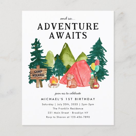 Papier Budget Aventure Attente Tente Bear Camping Anniver (Devant)