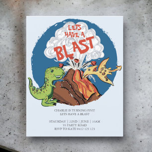 Papier BUDGET Avoir Blast Dinosaur Anniversaire Invitatio
