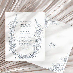 Papier BUDGET Azure Ivory Floral Wreath Mariage