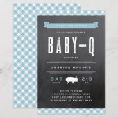 Papier Budget Baby BBQ Blue Co-ed Baby shower Invitation (Devant / Derrière)