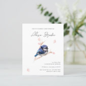Papier Budget Baby Blue Jay Baby shower d'oiseaux Invitat (Debout devant)