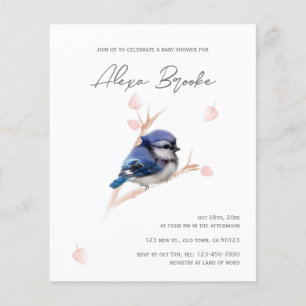 Papier Budget Baby Blue Jay Baby shower d'oiseaux Invitat