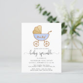 Papier Budget Baby Boy Sprinkle Blue Carriage Invitation (Debout devant)