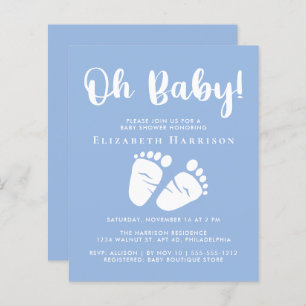 Papier Budget Baby Feet Boy Blue Shower Invitation