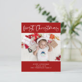 Papier Budget Baby First Christmas Photo Small Flat Card (Debout devant)