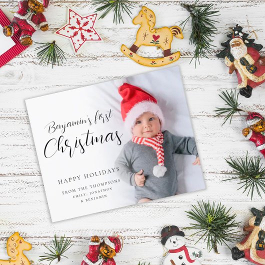 Papier BUDGET Baby First Christmas Script Photo personnal