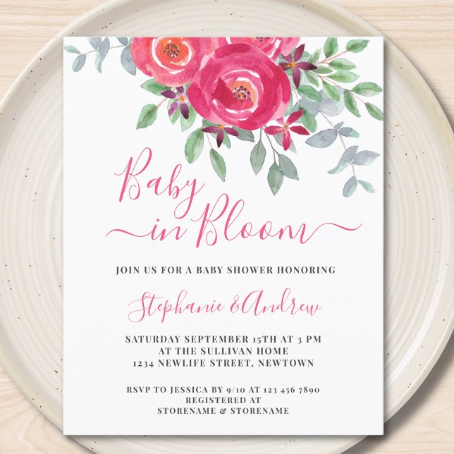 Papier Budget Baby in Bloom Baby shower Invitation (Créateur téléchargé)