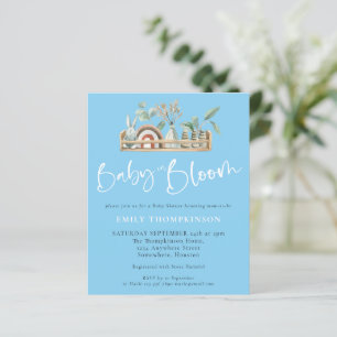 Papier Budget Baby In Bloom Boho Blue Baby shower Invitat