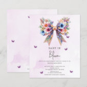 Papier Budget Baby in Bloom Bow Girl Baby shower Invitati (Devant / Derrière)