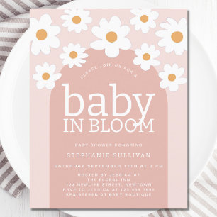 Papier Budget Baby in Bloom Daisy Baby shower Invitation