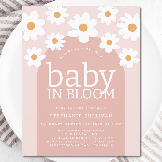 Papier Budget Baby in Bloom Daisy Baby shower Invitation