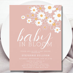 Papier Budget Baby in Bloom Daisy Baby shower rose Invita