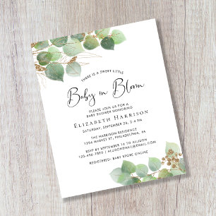 Papier Budget Baby in Bloom Eucalyptus Shower Invitation