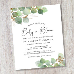 Papier Budget Baby in Bloom Eucalyptus Shower Invitation