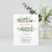 Papier Budget Baby in Bloom Purple Rose Shower Invitation (Debout devant)