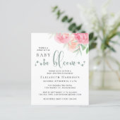 Papier Budget Baby in Fleur Rose Floral Douche Invitation (Debout devant)