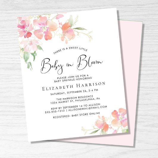 Papier Budget Baby in Floral Sprinkle Invitation