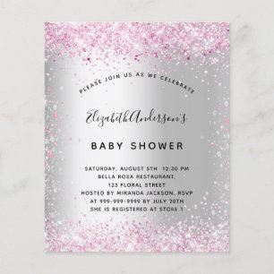 Papier Budget baby shower argent rose fille invitation