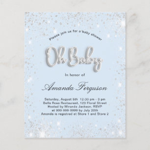 Papier Budget Baby shower bébé bleu garçon argent parties