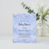 Papier Budget Baby shower bleu parties scintillant invita (Debout devant)